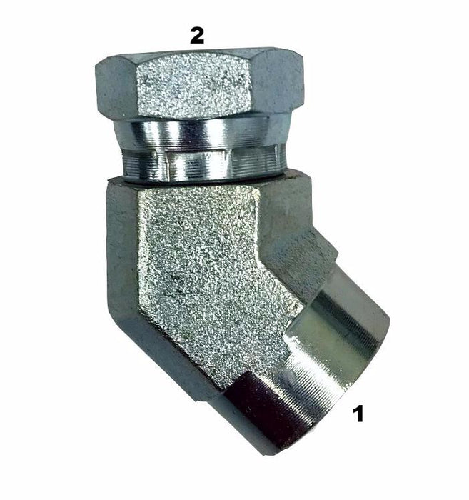 1504  |  Female Pipe to Female Pipe Swivel Adapter - 45 Degree Elbow