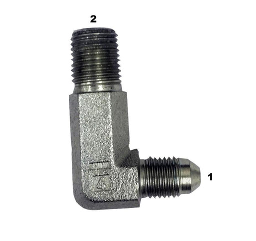 2501-L  |  Male JIC to Male Pipe Long 90 Degree Elbow Adapter