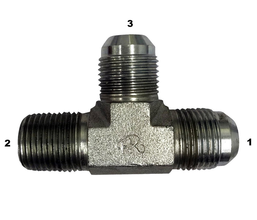 2605  |  Male JIC to Male Pipe Run Tee Adapter
