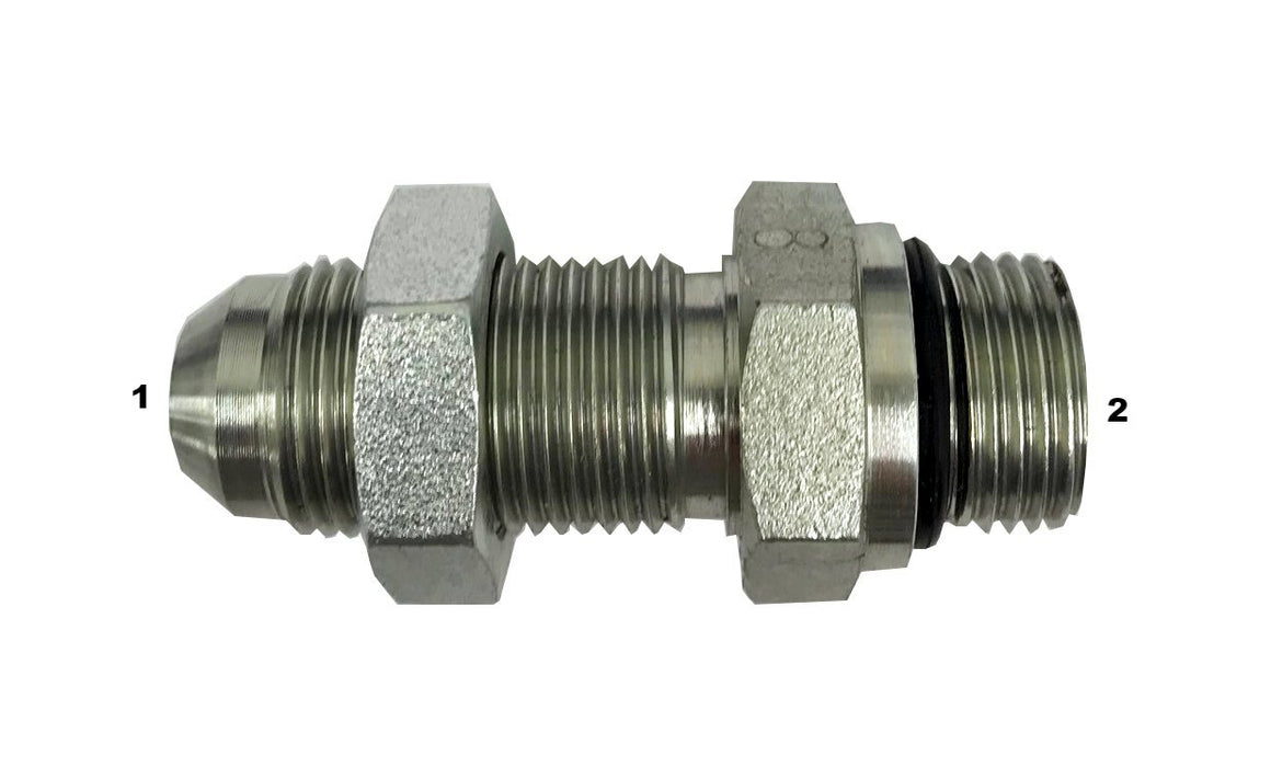 2709-LN  |  Male JIC to Male O-Ring Bulkhead Adapter with Locknut