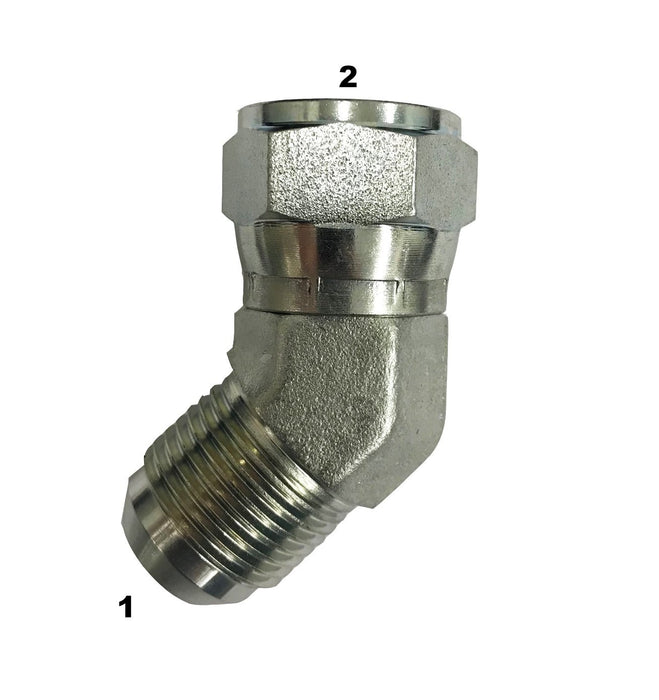 6502  |  Male JIC to Female JIC Swivel 45 Degree Adapter